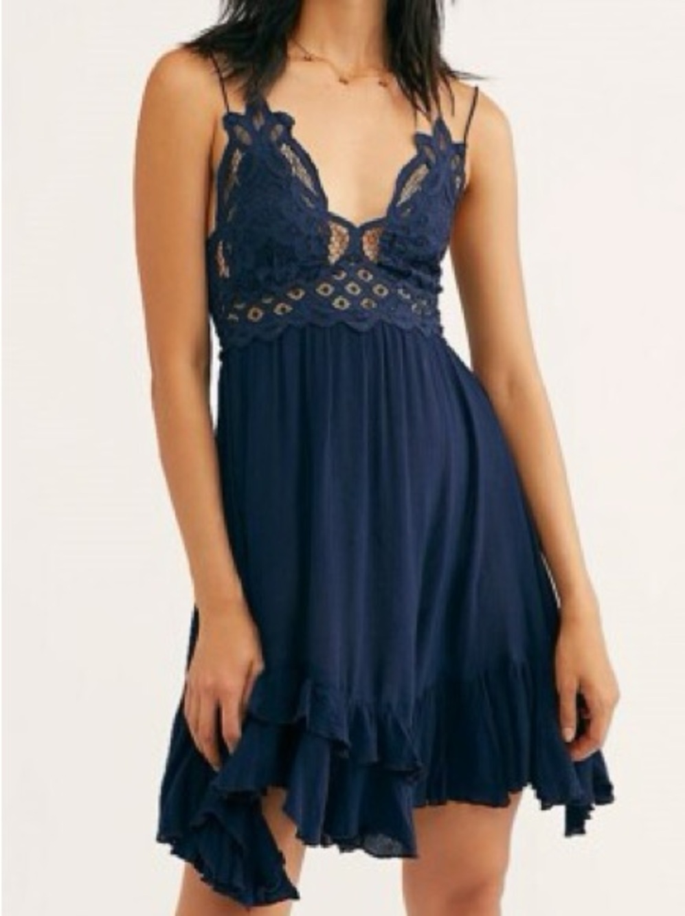Free People Navy Adella Slip Dress